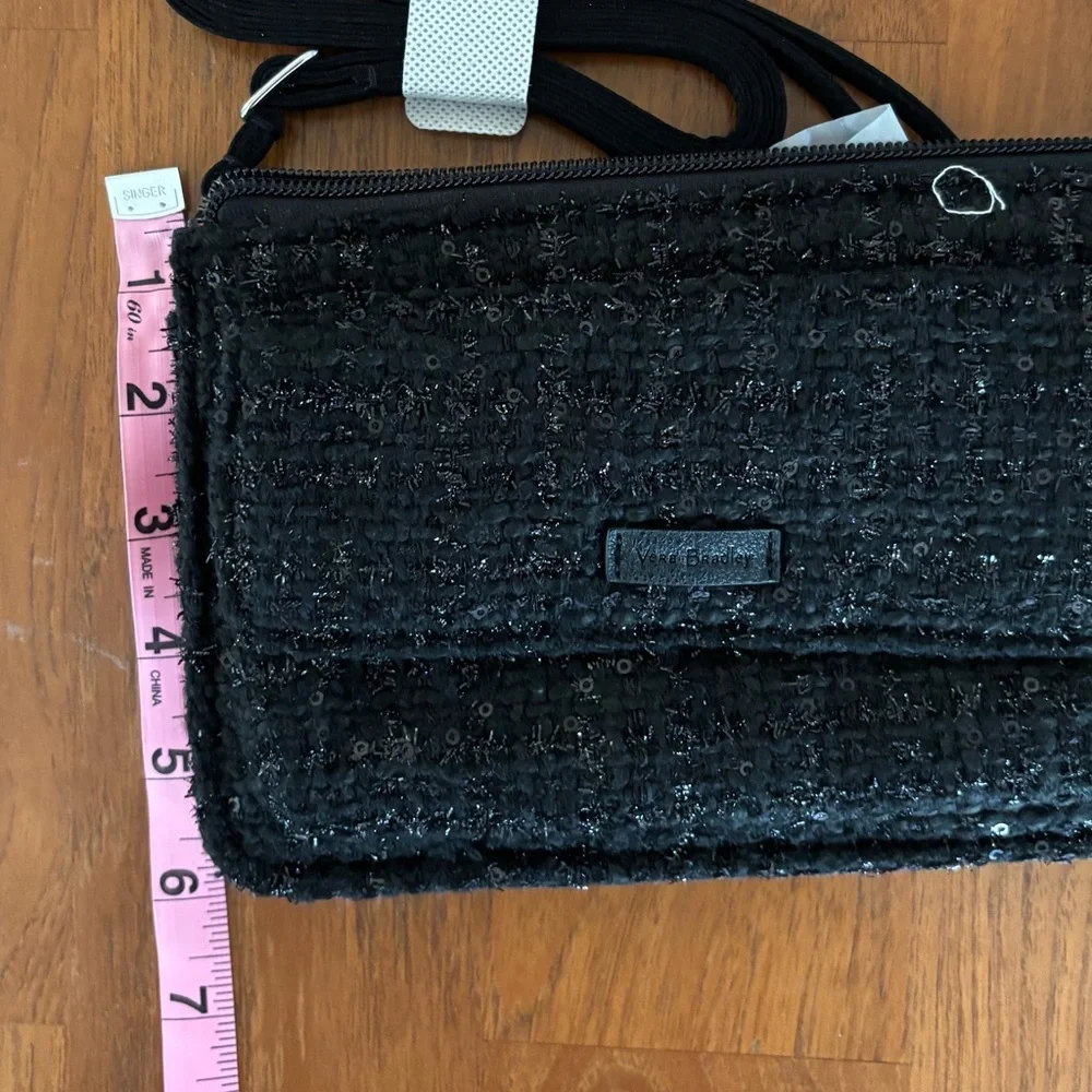 NWT Vera Bradley RFID Crossbody Wallet - black sparkle crossbody purse clutch - Picture 11 of 12